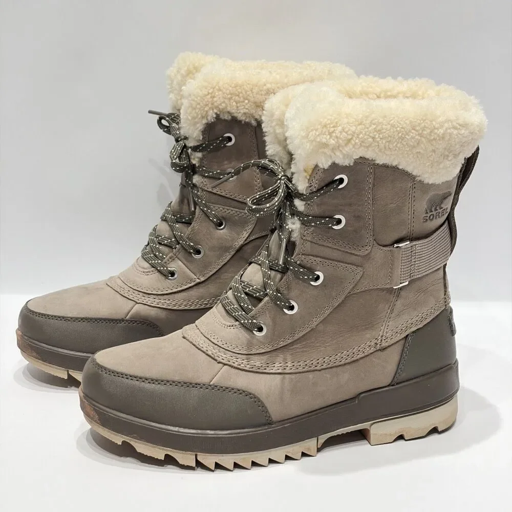 Sorel Tivoli IV Parc Waterproof Winter Boots Beige Leather Women 9.5 Light Wear